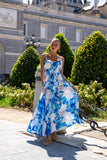 Aiselle Blue Floral Ruched Detail Maxi Dress