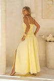 Solene Yellow Ruched Detail Maxi Dress