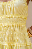 Solene Yellow Ruched Detail Maxi Dress