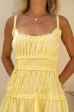 Solene Yellow Ruched Detail Maxi Dress