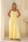 Solene Yellow Ruched Detail Maxi Dress