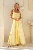 Solene Yellow Ruched Detail Maxi Dress