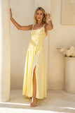 Solene Yellow Ruched Detail Maxi Dress
