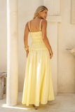 Solene Yellow Ruched Detail Maxi Dress