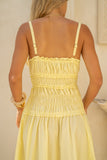 Solene Yellow Ruched Detail Maxi Dress