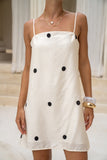 Yara Beige Black Polka Dot Mini Dress