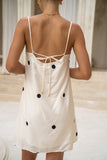 Yara Beige Black Polka Dot Mini Dress
