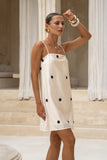 Yara Beige Black Polka Dot Mini Dress