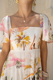 Isola Multicolour Tropical Flared Sleeve Maxi Dress