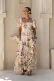 Isola Multicolour Tropical Flared Sleeve Maxi Dress