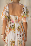 Isola Multicolour Tropical Flared Sleeve Maxi Dress