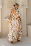 Isola Multicolour Tropical Flared Sleeve Maxi Dress