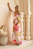 Jacinta Pink Floral Flared Sleeve Maxi Dress