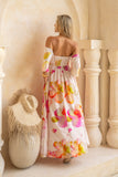 Jacinta Pink Floral Flared Sleeve Maxi Dress