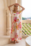 Jacinta Pink Floral Flared Sleeve Maxi Dress