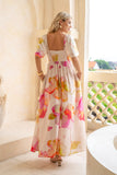 Jacinta Pink Floral Flared Sleeve Maxi Dress