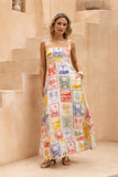 Korra Multicolour Abstract Ric Rac Maxi Dress