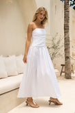 Scarlett White Pleated Detail Maxi Dress