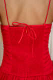 Scarlett Red Pleated Detail Maxi Dress