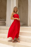 Scarlett Red Pleated Detail Maxi Dress