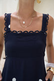 Lina Navy Blue White Polka Dot Maxi Dress