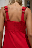Mirae Red Scallop Trim Maxi Dress