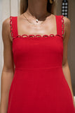 Mirae Red Scallop Trim Maxi Dress
