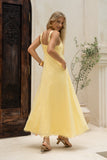 Mirae Yellow Scallop Trim Maxi Dress