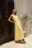 Mirae Yellow Scallop Trim Maxi Dress