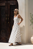 Noella White Black Polka Dot Maxi Dress