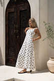 Noella White Black Polka Dot Maxi Dress