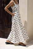 Noella White Black Polka Dot Maxi Dress