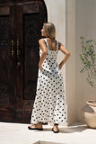 Noella White Black Polka Dot Maxi Dress