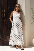 Noella White Black Polka Dot Maxi Dress