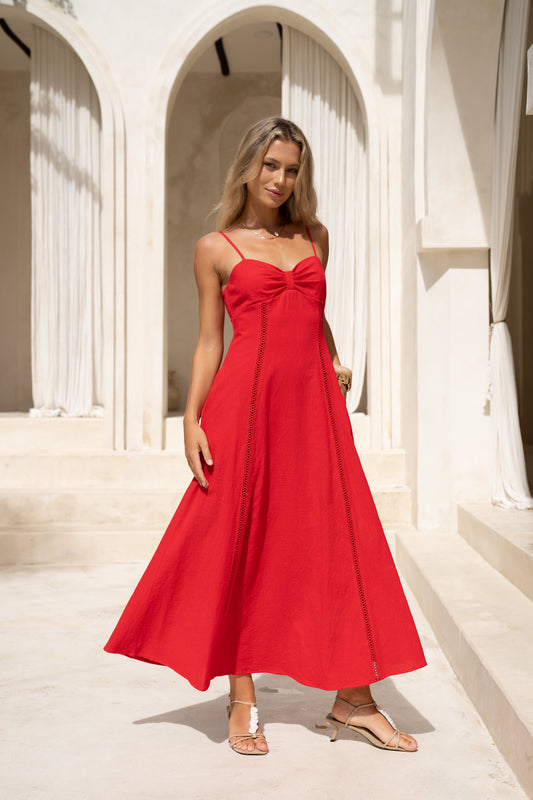 Lumi Red Sweetheart Maxi Dress