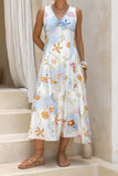 Neri Shells Multicolour Abstract Contrast Maxi Dress