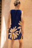 Leilani Navy Gold Tropical Shift Mini Dress