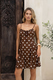 Zena Brown White Polka Dot Mini Dress