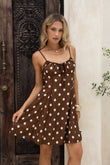Zena Brown White Polka Dot Mini Dress