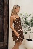 Zena Brown White Polka Dot Mini Dress