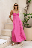 Miki Pink Sweetheart Lace Maxi Dress