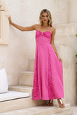 Miki Pink Sweetheart Lace Maxi Dress