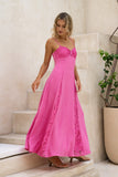 Miki Pink Sweetheart Lace Maxi Dress