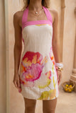 Jacinta Pink Floral Halter Neck Mini Dress