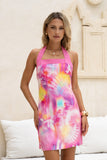Cirella Multicolour Abstract Halter Neck Mini Dress