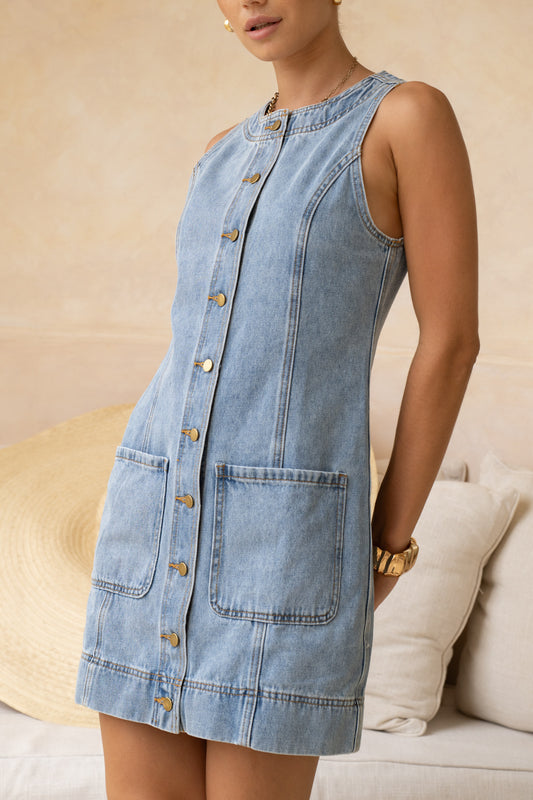 Priscilla Blue Denim Mini Dress