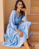 Jayne Blue Tiered Midi Dress