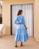 Jayne Blue Tiered Midi Dress