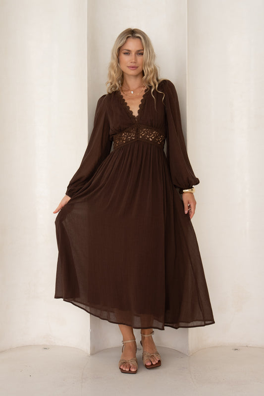 Brienna Brown Maxi Dress