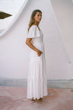 Eleyna White Stripe Tiered Maxi Dress